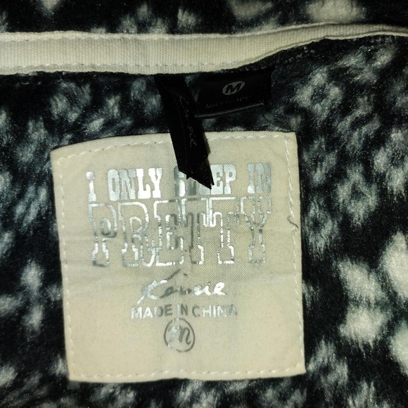 Kensie Black and White Hooded Pajama Onesie - Picture 7 of 8